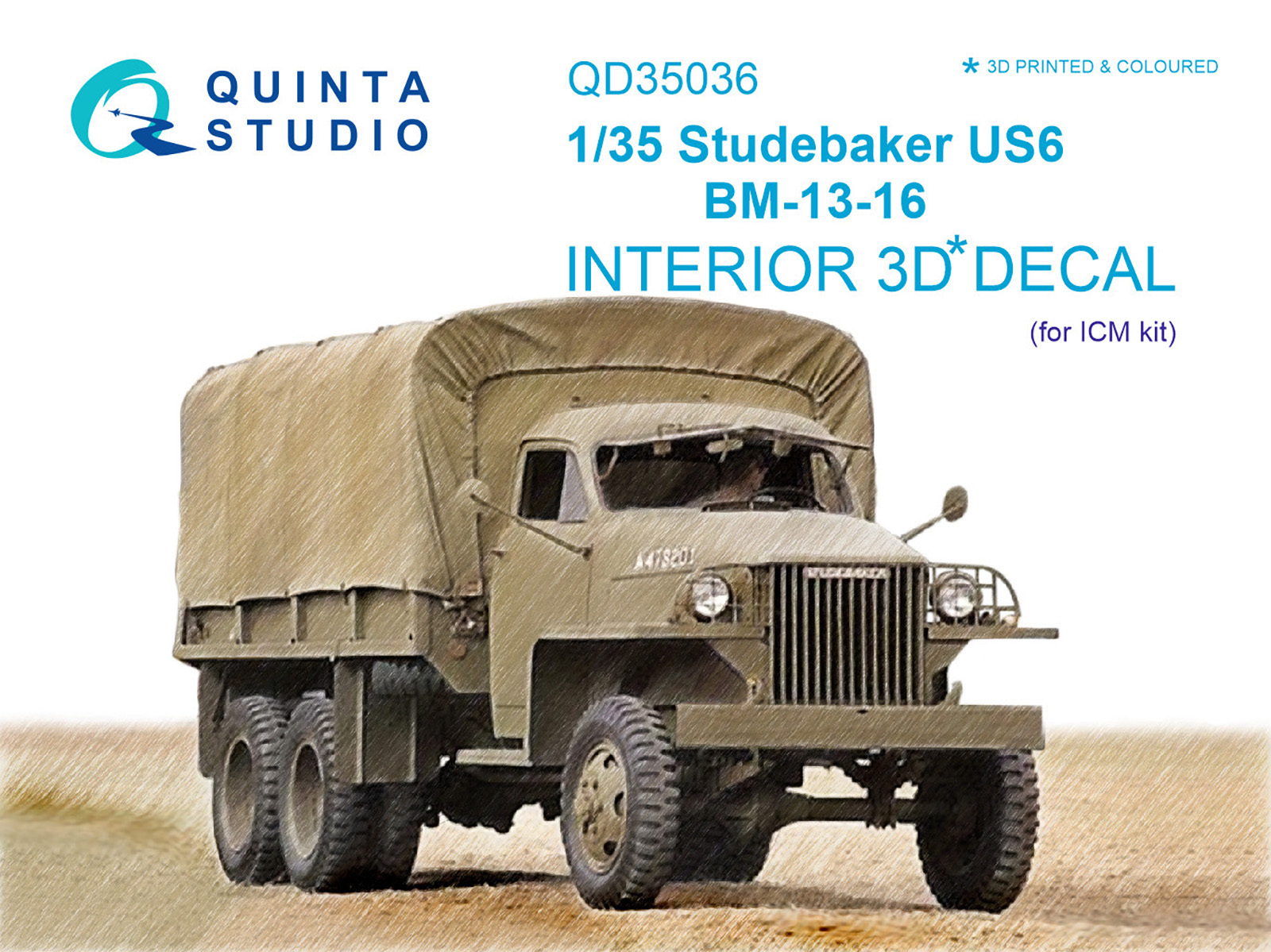 QD35036 3D Декаль интерьера кабины Studebaker US6 (для модели ICM)