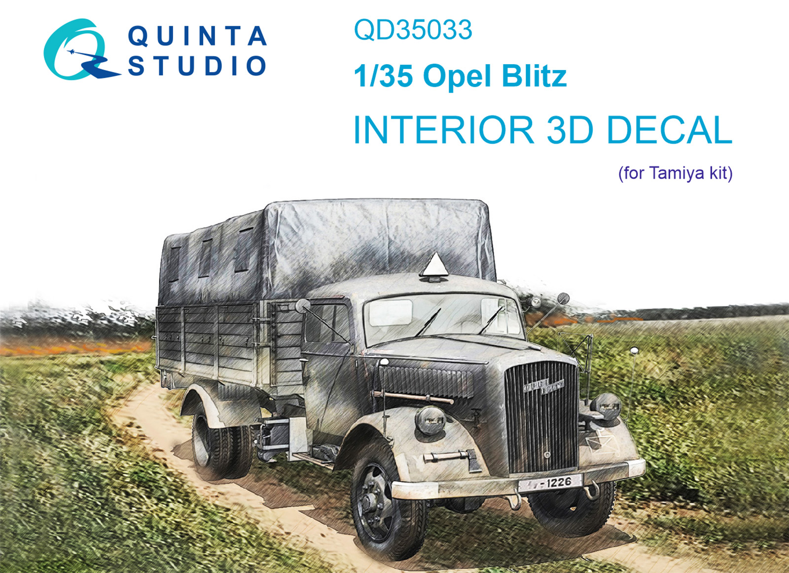 QD35033 3D Декаль интерьера кабины Opel Blitz (Tamiya)