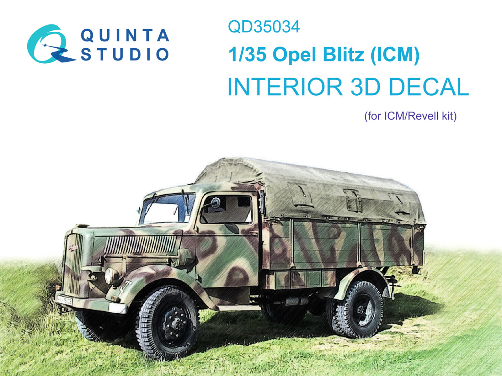 QD35034 3D Декаль интерьера кабины Opel Blitz (ICM)